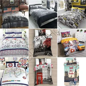 WORLD CITIES SET COPRIPIUMONE SINGOLO, DOPPIO, KING - LONDRA NEW YORK PARIGI - Foto 1 di 14