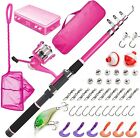 Pink Kids Fishing Pole and Tackle Box Fishing Rod with Reel Beginner’s Guide