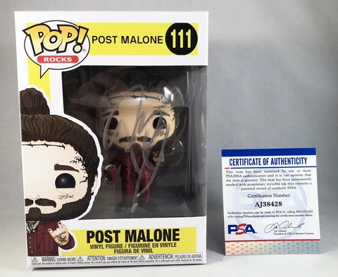 Post Malone Signed Funko Pop Posty PSA/DNA COA Cover