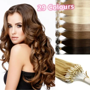 Micro Link Hair Extensions Human Hair Micro Ring Beads Loop Link Russian Hair 9A - Picture 1 of 96