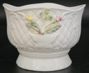 Belleek Small Decorative Bowl Made In Ireland* 3"x4" White Multicolor Flowers - Picture 1 of 9