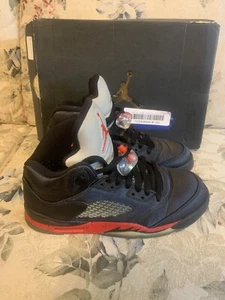 NIKE Air Jordan Retro 5 Kids 6y Black Red Basketball Shoes - Picture 1 of 7
