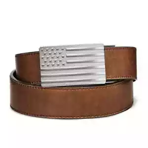 EDC Kore braun Büffelleder Waffengürtel 1,5" passt 24" bis 44" Western Flagge Schnalle - Bild 1 von 6
