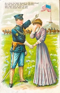 Embossed WWI Artist Postcard “As a lover he bade farewell to his sweetheart; NM - Bild 1 von 2