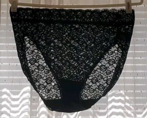 VTG Y2K VANITY FAIR Sheer Black Lace Stretch Hi-Cut Panties Sexy Sissy  XL 8  - Picture 1 of 9