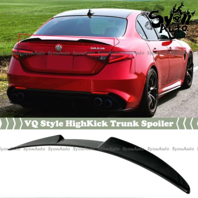 FITS 2017-2023 ALFA ROMEO GIULIA VQ STYLE GLOSSY BLACK HIGH KICK TRUNK SPOILER - Image 1 of 4