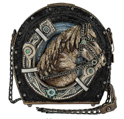 Mary Frances Beaded Ready to Ride Horse Crossbody Black Beaded Handbag NEW - Image 1 of 4