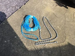 50 Fuß 10mm Ankerseil und 3m von 8mm Kettensatz Kette und Kette Kit - Bild 1 von 1