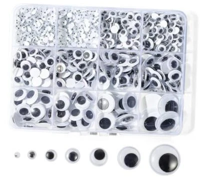 Bflaae 764pcs Black Wiggle Googly Eyes Self Adhesive, 4mm 6mm 8mm 10mm 12mm  Foto 1 de 4