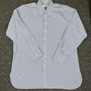 Ben Silver Charleston Hemd Herren 16,5/33 Blau Gingham Kariert Button Down - Bild 1 von 5