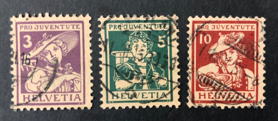 SUIZA 1916 PRO-JUVENTUTE USADO JUEGO DE 3 CAT 190€+ Foto 1 de 1