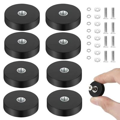 PAVLLEEN 8 Stück Gummiert Magnete,Magnet Gummiert Ø22mm,mit M4 Flacher