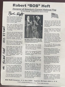 TARJETA AUTOGRAFIADA ROBERT BOB HEFT SINED A MANO 11X8,5 X 2 - Imagen 1 de 2