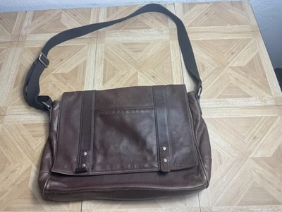 Fossil Brown Unisex Leather Shoulder Messenger Bag - Image 1 of 4