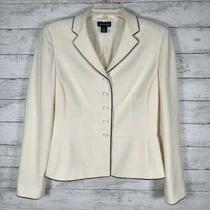 Ann Taylor Jacke Karriere Profi Arbeit elfenbein mit schwarzer Paspel 8 - Bild 1 von 9