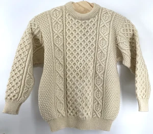 Suéter de Lana Bonner Ireland Para Hombres GRANDE Cable Remero Pescador Celta Aran Crema - Imagen 1 de 8