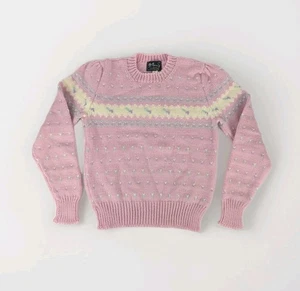VTG Womens M Marceau Minnetonka Pink USA Wool Sweater Hand Knit Cottagecore - Picture 1 of 8