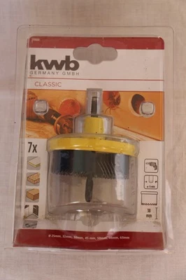 Satz von 7 Bohrkronen Lochsägen Set 25-63mm Loch, 18 mm Tiefe, für Bohrer, neu - Bild 1 von 4