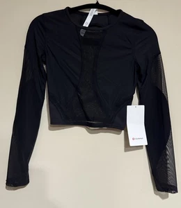 Camicia Lululemon taglia 4 maglia pannelli allenamento manica lunga nuova con etichette nera - Foto 1 di 3