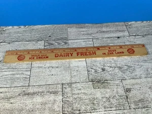 Vintage MILCHFRISCH Milch Eis Molkerei Werbung Holz Lineal 12" - Bild 1 von 3