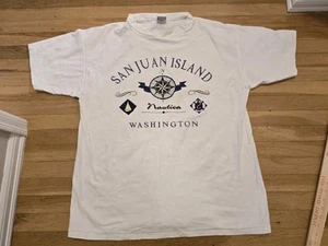 Vintage Cal Cru San Juan Islands Washington T Shirt Size XL White Made in USA - Picture 1 of 5