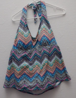 Camiseta sin mangas Liz Claiborne Tankini para mujer multicolor acolchada natación halter talla 22W Foto 1 de 4