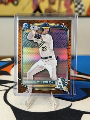2025 Bowman Chrome Will Simpson Orange Reptilian Refractor /25 1st Bowman - Image 1 of 2