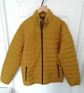 George L Mustard Gold Puffer Style Mantel Jacke Reißverschlusstaschen gefüttert Herren wattiert - Bild 1 von 10