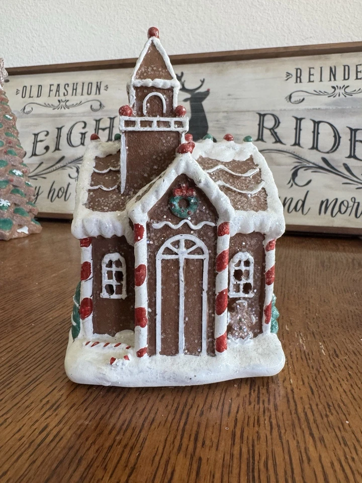 Decoración de casa de pan de jengibre de Navidad con luz LED Foto 1 de 4