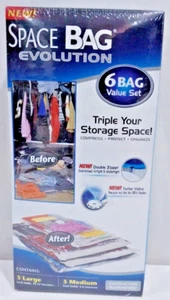Space Bag Evolution Vacuum Seal Storage Bags 6 Bag Value Set (3 Large, 3 Medium) - Picture 1 of 6
