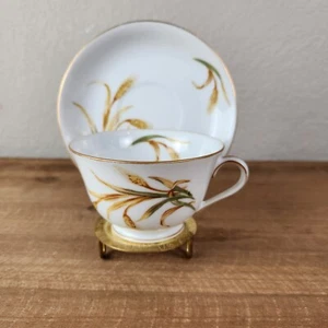 Puritan China Cup & Saucer "Wheat" Pattern, Puritan Tea Cup Mug, 1960s, Set Of 2 - Picture 1 of 14