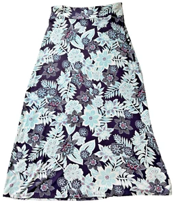 Talbots Maxirock Gr. L / Large Jersey Strick blau Blumen Blumenmuster Pull-On - Bild 1 von 9