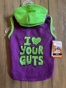 I LOVE YOUR GUTS Dog Shirt - S M XL - Purple/Green - Valentine's Halloween - NWT - Picture 1 of 3