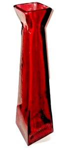 21'' San Miguel Ruby Red Glass Floor Vase Square Pressed Glass Oversized Vase - Picture 1 of 3