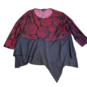 Sun Kim Blouse Women's Asymmetrical Tunic 3/4 Sleeve Size XS lagenlook - Picture 1 of 6