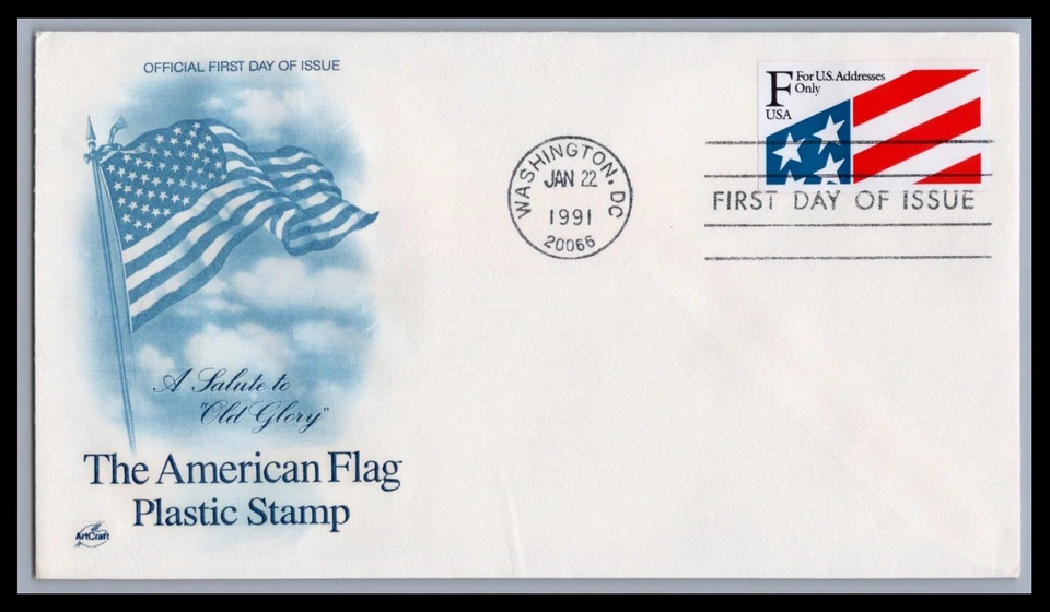 US FDC # 2522 "F" Rate Flag ArtCraft   1991, 9d977 - Image 1 of 1