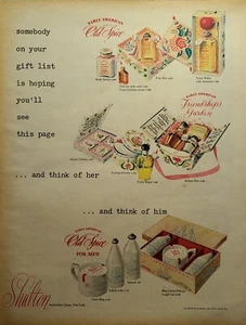 Old Spice Early American His Hers Caja de Regalo Juegos Navidad Vintage Impreso Anuncio 1948 - Imagen 1 de 4