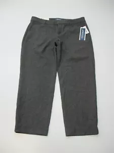 new OLD NAVY Women Size 12 Flat Front Dark Gray Cropped Straight Leg Dress Pants - Picture 1 of 8