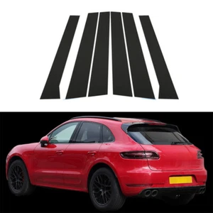 6PCS Carbon Fiber Black Window Pillar Posts Trim For Porsche Macan 2014-2022 - Foto 1 di 7