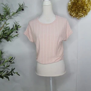 Top donna Caution to the Wind ispirato a Y2K rosa a costine in maglia cropped taglia M - Foto 1 di 9