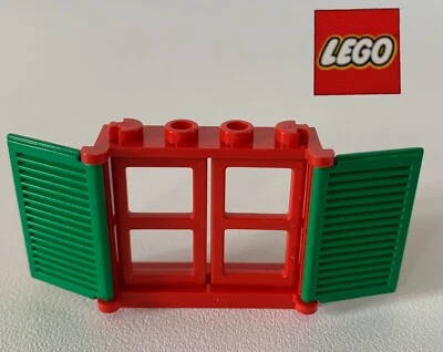 Vintage Lego Red 3x4 Window with Green Shutters Truck Town Train 3853 -4A - Image 1 of 4