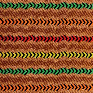By 1/2 Yard Wavy Red Green Orange Stripes Arrows Brown Timeless Treasures Fabric - Picture 1 of 3