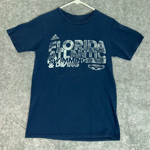 Florida Atlantic Owls FAU Mens Shirt Small Navy White Adidas NCAA Swimming Tee Cover