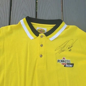 Vintage Pennzoil Racing Mens L Yellow Polo Shirt Signed Steve Park Autograph - Picture 1 of 4