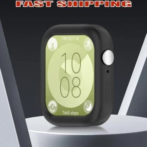 Silicone Case Anti-fall Soft Bumper Frame Cover for Huawei Watch Fit3 (Black) - Zdjęcie 1 z 10