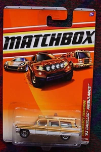2009 MATCHBOX 1963 Cadillac Ambulance "M Waltar Hospital" gold/white #55 sealed - Picture 1 of 4