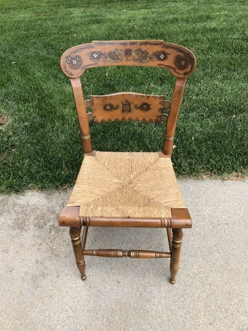 Ethan Allen Hitchcock Button Back Chair - Rush Bottom - Vintage - Nice (1 Chair) Cover