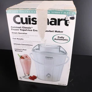 New Cuisinart ICE25R Classic Frozen Yogurt Ice Cream & Sorbet Maker White 1.5 Qt - Picture 1 of 4