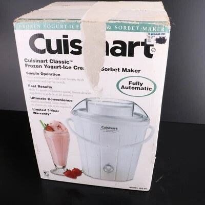 New Cuisinart ICE25R Classic Frozen Yogurt Ice Cream & Sorbet Maker White 1.5 Qt - Image 1 of 4