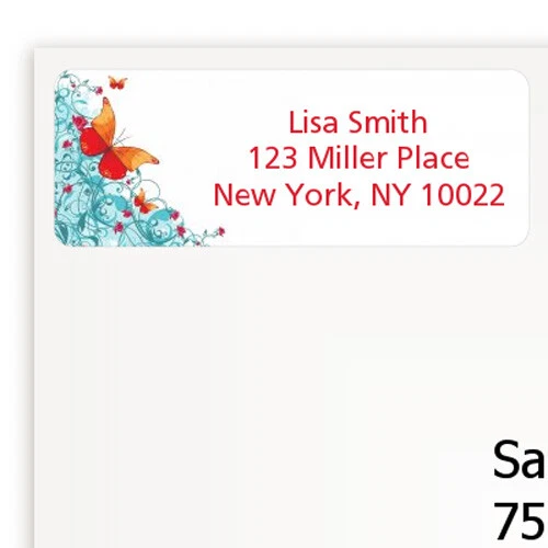 蝴蝶生日派对个性化退货地址贴纸 - 27 个标签 — 第 1/1 张图片